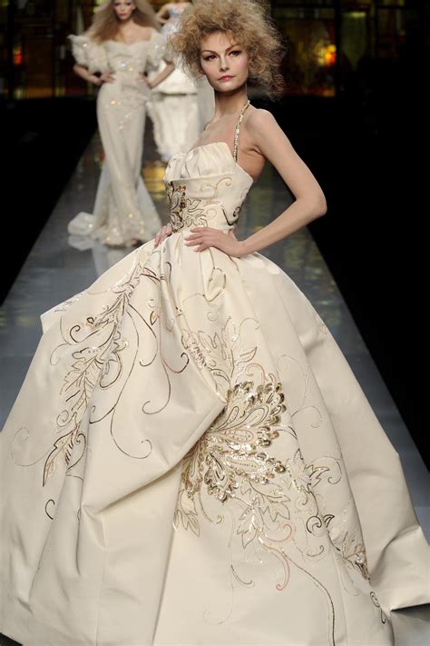 dior floral bodice and ruffled skirt wedding dresses|dior house wedding gowns.